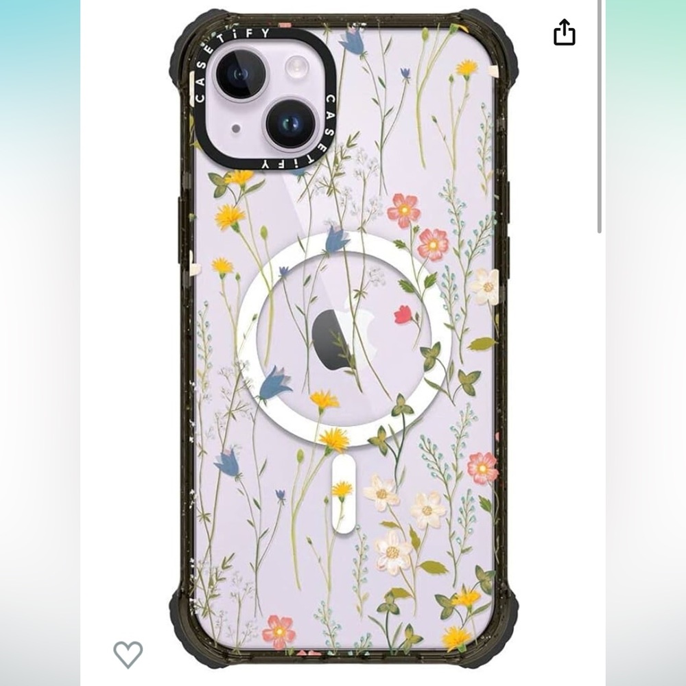 CASETiFY Ultra Impact iPhone 14 Plus Case Dreamy Floral Pattern - Glossy Black